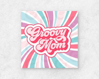 GROOVY MOM -  Retro Pinks Cookie Tag - Two Sizes 2" & 2.2"