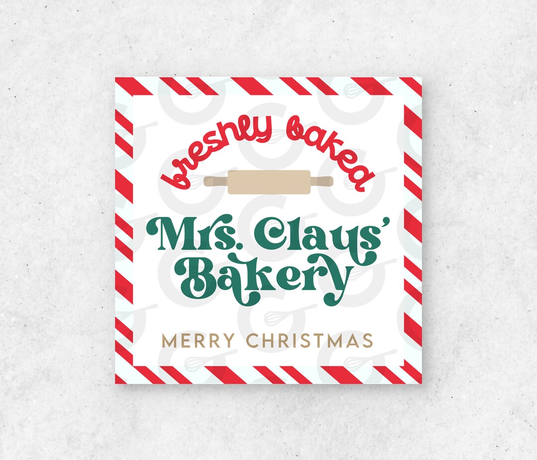 Mrs. Claus' Bakery Cookie Tag Printable - Etsy