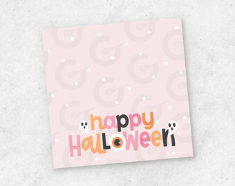 4" Topper - Halloween Cookie Topper - Happy Halloween Pink