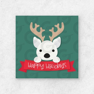 Happy Holidays Reindeer Dog Cookie Tag Printable
