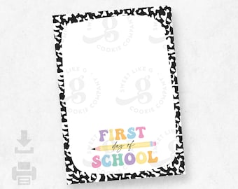 First Day of School Cookie Card - Composition/Pastels