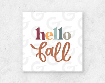 2in Hello Fall, Cookie Tag - QTY 20, Tiled, Ready-to-Cut Cookie Printables