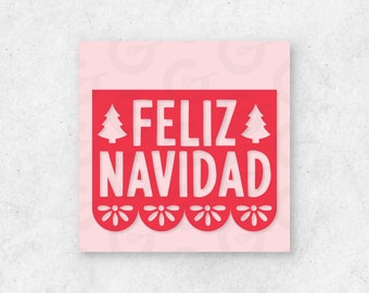 2"Feliz Navidad Papel Picado Cookie Tag Printable - (20 tags, tiled, ready to print & cut)