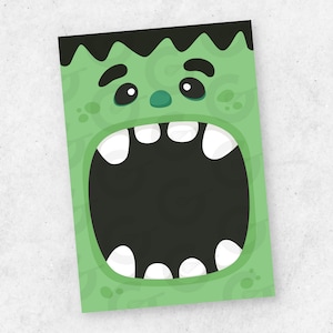 Tarjeta de galleta del monstruo verde: 3,5" x 5"