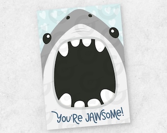3.5" x 5" CARD - You're JAWSome Shark - Valentine's Day Cookie Printable