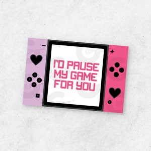 3" x 2" TAG - I'd Pause My Game for You - afdrukbaar Valentijnsdagkoekje