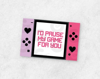 3" x 2" TAG - I'd Pause My Game for You - Valentine's Day Cookie Printable