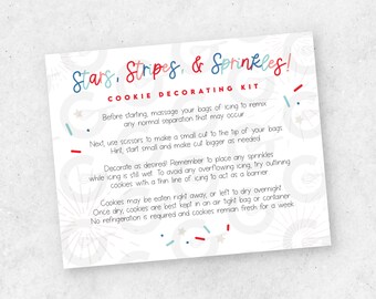 4th of July Cookie Kit Card - Digital Download Cutting Printable -5" x 4"