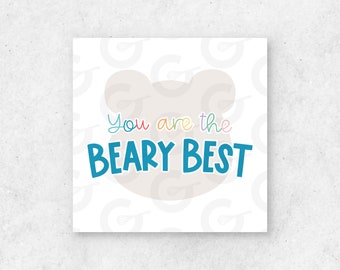 2" You are the BEARY BEST- School/Teacher Appreciation/Cookie Tag