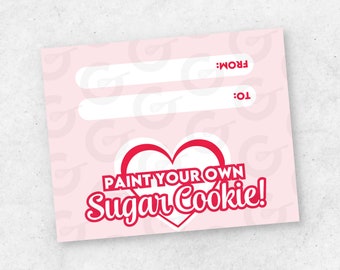 5" TOPPER - Paint Your Own (PYO) Sugar Cookie Valentine's Day Cookie Bag/Treat Topper Printable
