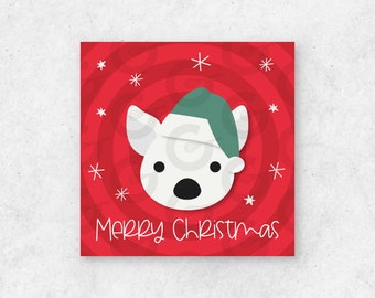 Merry Christmas Santa Dog Cookie Tag Printable