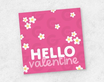 4"  Hello Valentine- Valentine's Day Cookie Bag/Treat Printable