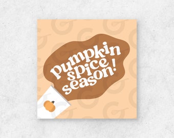 2in Pumpkin Spice Season- Fall Cookie Tag - QTY 20, Tiled, Ready-to-Cut Cookie Printables