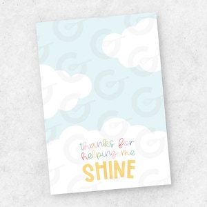 Vielen Dank, dass Sie mir geholfen haben. SHINE-Kekskarte – 8,9 x 12,7 cm, Lehreranerkennung zum Ausdrucken