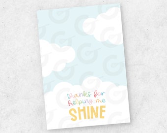 Thanks for helping me SHINE Cookie Card - 3.5"x5" Teacher Appreciation Printable