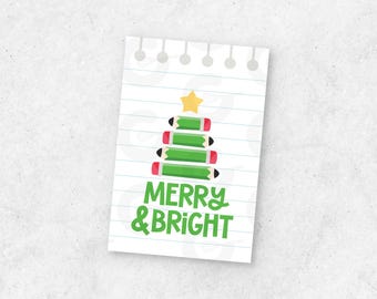 Merry & Bright Pencil Tree Tag