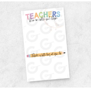 4,5 "x 7,5" Kaffee & Chaos / Techer Wertschätzung - Geschenkkarte / Cookie Backer Printable