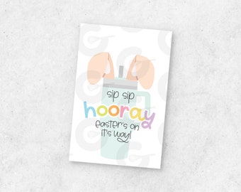 Sip Sip Hooray - Easter Tag Printable - 2" x 3" Cookie Printable Tags(12/page Ready to Print & Cut)