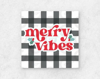 Gingham Merry Vibes Cookie Tag Printable