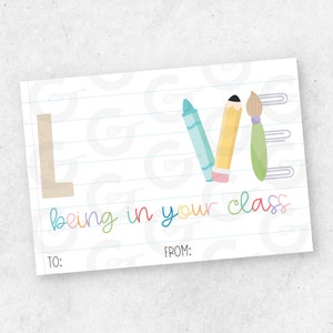 Liebe, die in Ihrer Klasse Keks-Karte - 5 "x 3,5" Lehrer Wertschätzung Printable