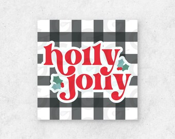 Gingham Holly Jolly Cookie Tag Printable
