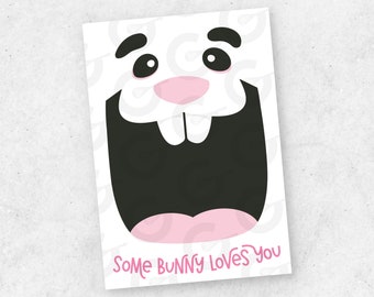 Some Bunny Loves You Bunny Face Cookie Card Printable 3.5"x5"
