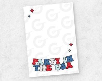4th of July Cookie Card - Digital Download Cutting Printable - 3.5" x 5"