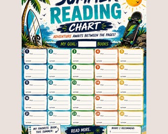 BIG Summer Reading Chart- Boys