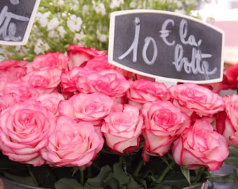 Pink rose bouquet at Paris market, Falling Off Bicycles photography, Paris flower, Valentine's Day photography, Julia Willard