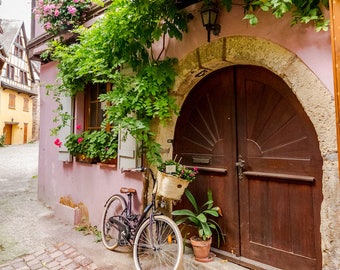 Colorful Eguisheim Alsace, bike photo, France photo, Falling Off Bicycles travel photo, fine art photography