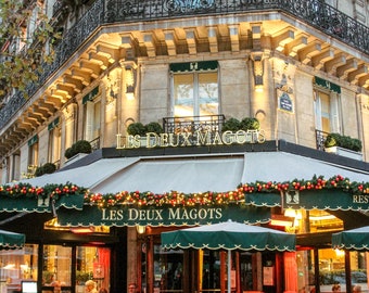 Christmas in Paris, café restaurant Paris, fine art paris photography, storefront photograph, travel photo, wall decor