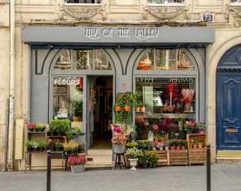 Lily of the Valley Fleuriste Paris, fine art Paris photography by Falling Off Bicycles Julia Willard, storefront photograph, travel photo