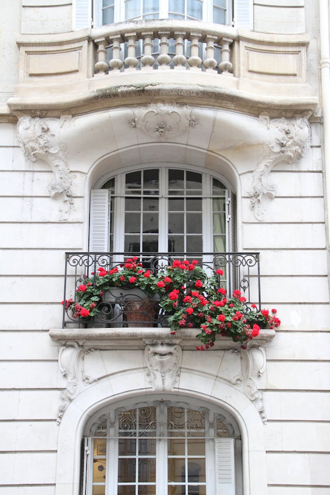 Parisian Balcony View, Paris Flower Boxes, Fine Art Paris Photography