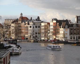 Amsterdam canal photo, bike parking, bicycle photo, fine art Netherlands photography, by Falling Off Bicycles travel photography