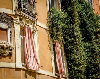 Rome, Italy window waving curtains, fine art Rome travel photography by Falling Off Bicycles
