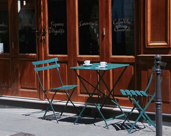 Green café table Paris, Fine art Paris photography, Paris café life,  travel photo, wall decor