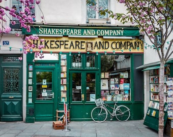 Shakespeare & Co. in Spring, Classic Parisian florist façade, fine art paris photography, travel photo