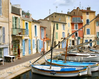 Provence boat scene, rainbow boat scene, fine art paris photography, travel photo, wall decor