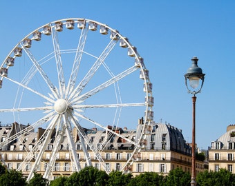 Tuileries Garden, Ferris Wheel Paris photo, fine art Paris photography, b&w photography, travel photo