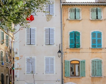 Provence shuttered windows scene, south of France colorful photo, fine art france photography, travel photo, wall decor