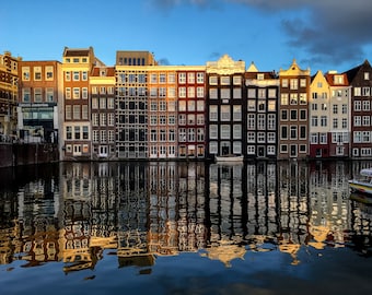 Amsterdam reflection photo, fine art Netherlands photography, Falling Off Bicycles travel photo, Netherlands wall decor