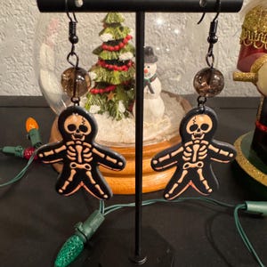 Skeleton gingerbread, spooky Christmas, earrings, drop earrings