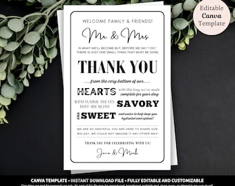 Download de modelo digital de carta de boas-vindas de casamento | Modelo para impressão editável de carta de saco de boas-vindas do hotel | Carta de agradecimento aos convidados do casamento