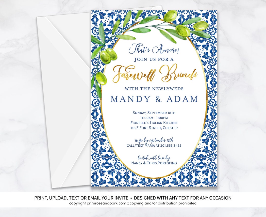 Italian Bridal Shower Invitation Italian Brunch Invitation Etsy UK