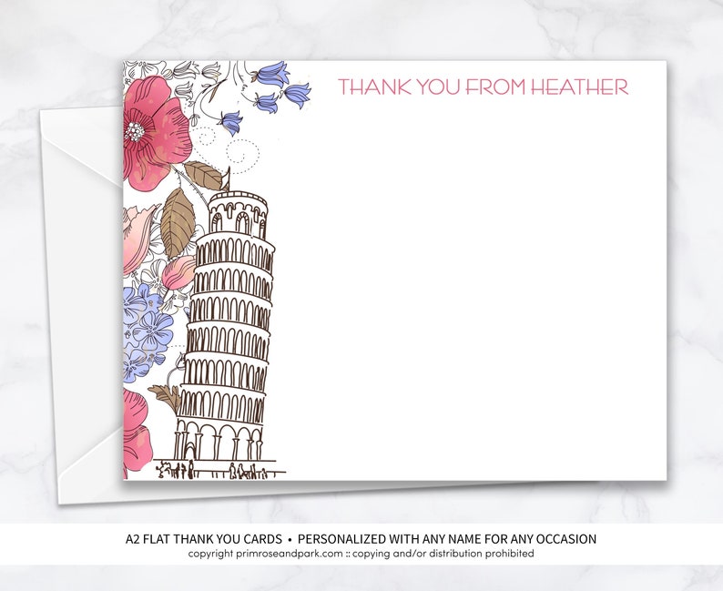Italian Theme Thank You Cards Personalized Stationery Note Etsy