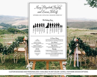 Wedding Program Poster Printable • Ceremony Program • Silhouette Wedding Program • Wedding Program Sign • Wedding Program Poster Download