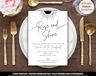 Rise and Shine Invitation Download Template | Post Wedding Breakfast Farewell or Brunch Invitation | Wedding Hotel Welcome Bag