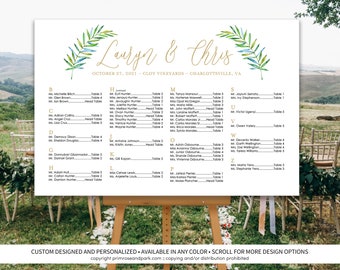 Greenery Seating Chart Poster • Seating Chart Sign • Seating Chart Board • Printable Wedding Seating Chart • Place Card Sign