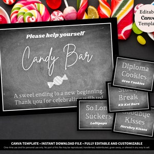 Graduation Candy Bar Labels and Sign Printable Download Graduation Candy Buffet Graduation Candy Table Digital Template image 1