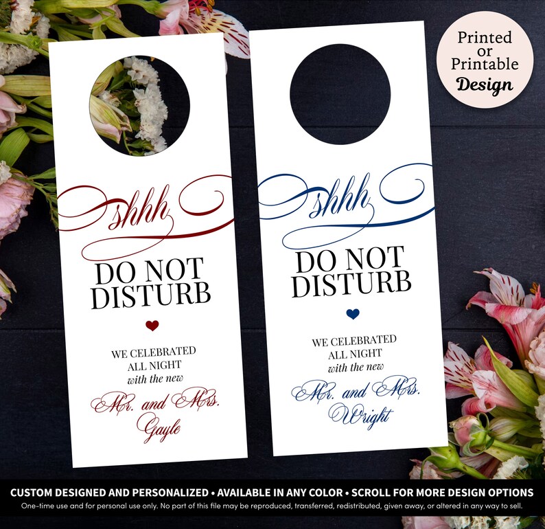 Modern Traditional Do Not Disturb Door Hanger Wedding Do Not Disturb Sign Do Not Disturb Hotel Door Tags Newlywed Do Not Disturb Tags image 3